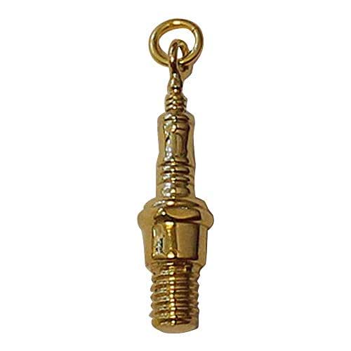 925 Sterling Silver Spark Plug Pendant Dipped in 14ct Gold