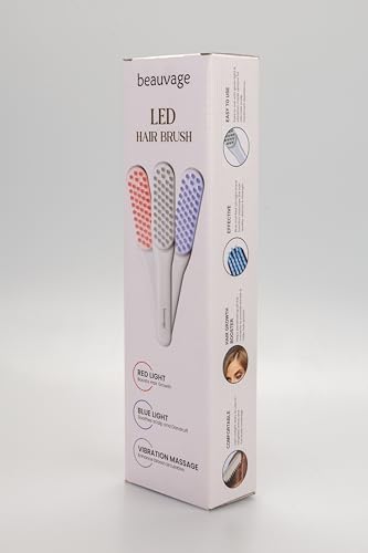 BEAUVAGE LED Hair Therapy Comb with Red & Blue LED light scalp treatment & vibration massage | Hair Fall control | Scalp Massage | Portable & Detangling | For Men & Women (unisex) | For All Hair Type