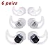 6 Pairs Replacement Silicone Ear Tips Earbuds Buds Stayhear for Bose QC30 QC20 SIE2i IE2 IE3 Soundsport Wireless Headphones, (Transparent)