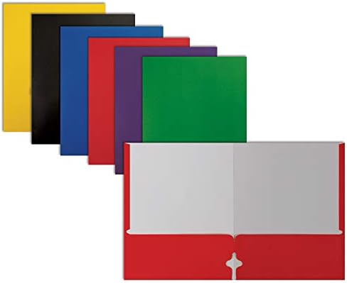 Letter Size Paper Portfolios by Better Office Products, Case of 100, Assorted Primary Colors, (Assorted, 2 Pocket Paper Folders)
