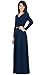 KOH KOH Womens Long V-Neck Full Sleeve Semi Formal Flowy Evening Cute Maxi Dress