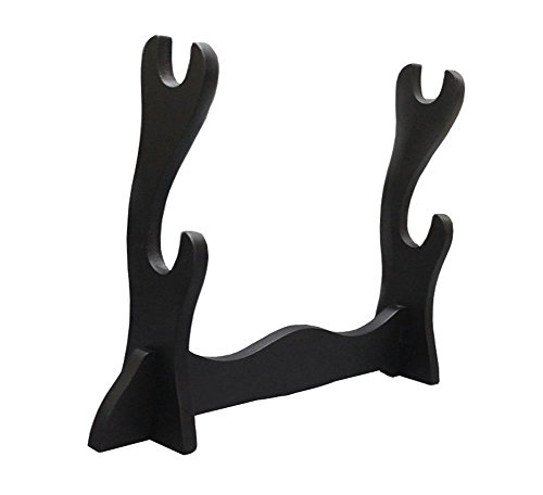 Handmade Sword - Black Wood, Deluxe Table Stand for Katana or Wakizashi Swords, Sword Table Display Holder (2 tier sword table stand)