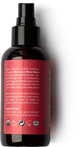 Certified Organic Rose Water Face Toner - Skin Reviving, Soothing, and Hydrating Natural Skin Toner - Reduce Pores, Eye Puffiness, Inflammation, and Redness - by Eve Hansen