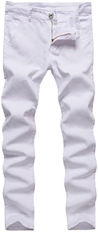 Men's Skinny Stretch Straight Tapered Leg Fashion Slim Fit White Jeans Pants W34