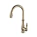 KES Brass Singel Lever High Arc Pull Down Kitchen Faucet with Retractable Pull Out Wand, Swivel Spout, Titanium Gold, L6915-4