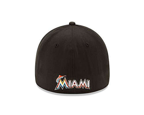 New Era MLB Miami Marlins Junior Team Classic Home 39Thirty Stretch Fit Cap, Black, Child/Youth