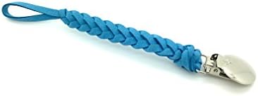 Ryan And Rose Luc Cutie Clip - Faux Suede Braided Pacifier Clip (Sky Blue)