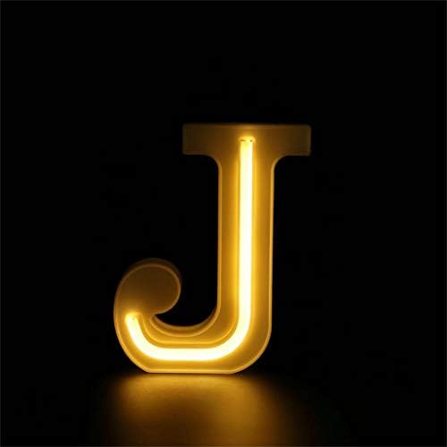 Alphabet Letter Lights LED Light Up White Plastic Letters Standing Hanging A-Z & for Home, Shopwindow, Club, Party and Holiday Decoration (J)