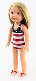 American Fashion World Red, White, and Cute Bathing Suit -Fits 14 Inch Wellie Wisher Dolls | 14 Inch Doll Clothing