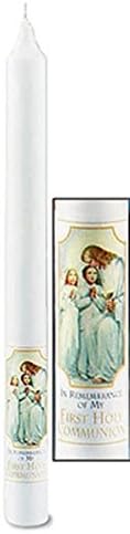 My First Holy Communion Catholic Service Paraffin Wax Taper Candle, 10 Inch