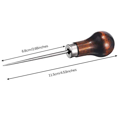 8pcs Gourd Shape Wooden Handle Scratch Awl Tool Pin Punching for Leather Pouch Hole DIY Handmade(Gourd Awl)