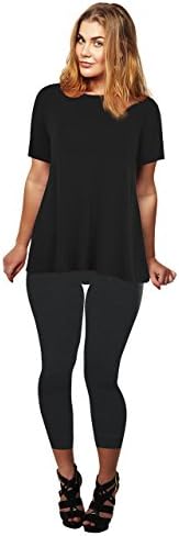 Plus Size Women's Comfy and Loose Short Sleeve Tunic Top Tee (with Flowy Hem Line!), Black,3XL