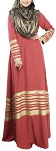 CuteRose Women Long-Sleeve Maxi Dress Islamic Wear Bronzing Muslim Dress