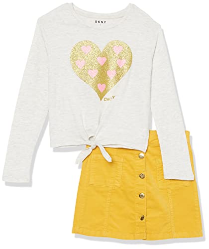 DKNY girls Casual 2PC Skirt Set, Oatmeal Heather, 7