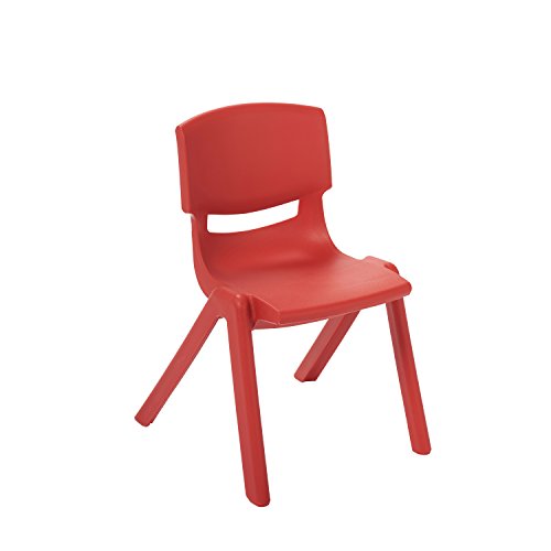 ECR4Kids 65" Kidney Resin Activity Table with Six 12" Resin Chairs - Indoor/Outdoor Kids Seating Set for Classrooms, Daycares, Playgrounds, Red (Pack of 7)