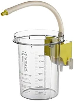 Bemis Healthcare 1500SC 01 Reusable Outer Canister with Attached Yellow Stopcock Bracket, 1500 cc