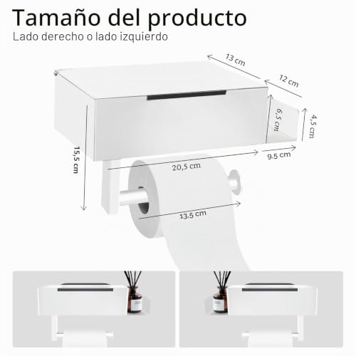 DOKKOME Toilet Paper Holder No Drilling Toilet Paper Holder with Wet Wipes Box, Stainless Steel Toilet Paper Roll Holder, Toilet Roll Holder