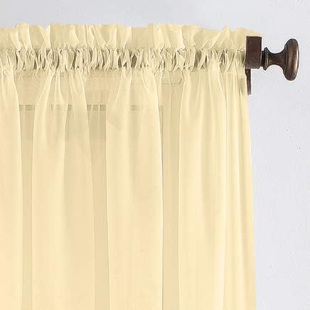 Megachest a pair of slot top voile curtains (Champagne, 56" wideX90 drop 2 Panels), W 56" x L 90" (2 Panels) - Image 3