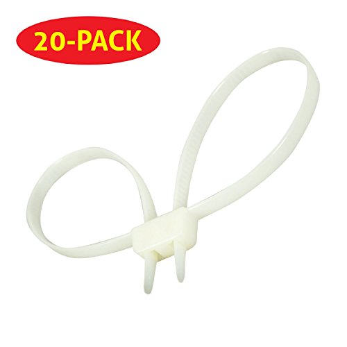 BuyCheapCables Police Nylon Double Zip Ties Handcuffs Cable Ties - Heavy Duty UV Disposable, 20-pack White - Thumbnail 3