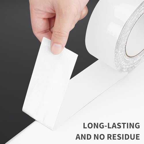 2 Roll White Duct Tape Heavy Duty Waterproof, 7.5 Mils Thickness Strong Adhesive Sticky, No Residue, Easy Tear by Hand for Home Repairs Indoor Outdoor Crafts Packing HVAC (White, 5cm*10m)