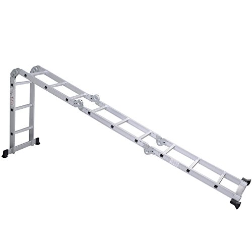 12.5ft En131 330lb Multi Purpose Step Platform Aluminum Folding Scaffold Ladder