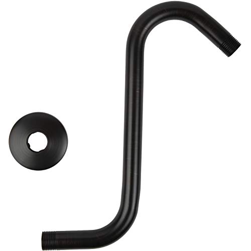 High Rise Shower Arm with Flange,"S" Shaped Shower Head Extension Arm, 10 inch Oil Rubbed Bronze