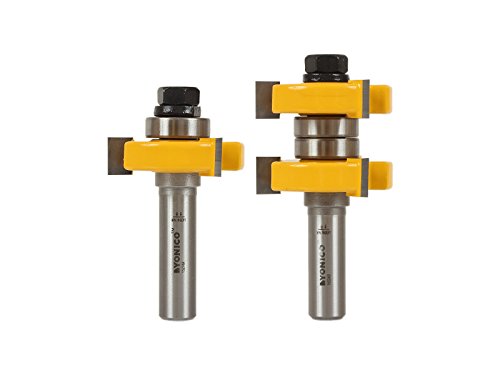 Yonico 15224 1-1/2" 2 Bit Tongue and Groove Router Bit Set 1/2" Shank