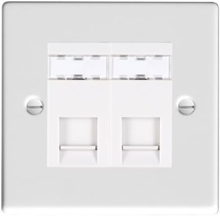 Hamilton Hartland Gloss White 2 Gang RJ45 Outlet Cat 5e - Unshielded with White Insert
