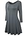 BELAROI Women's Plus Size Dress Fall Casual Swing 3/4 Sleeve T Shirt Loose Tunic Dress (L, Deep Gray)
