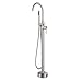 JiaYouJia Single Handle Freestanding Tub Faucet with Handheld Shower Brushed Nickel Swivel Spout Floor Mounted Bathtub Filler Faucet with Diverter Solid Brass