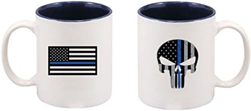 Punisher Blue Line American Flag Mug 2-Sided