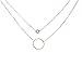 Simple Karma Circle Cubic Zirconia Layered Necklaces Stainless Steel Silver or Rose Gold