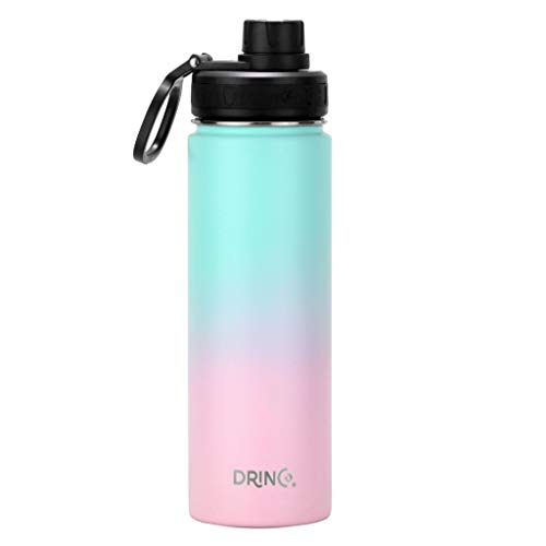 DRINCO Stainless Steel Water Bottle Spout Lid Vacuum Insulated Double Wall Water Bottle Wide
