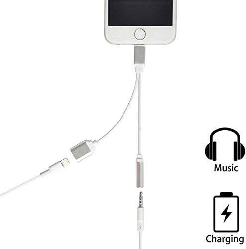 Lightning to 3.5mm Audio Adapter, Aivesta2 in 1 Lightning Charger, Lightning to 3.5mm Aux Headphone Jack Adapter for iphone 7 / 7 Plus / 8 / 8 Plus / X --Silver