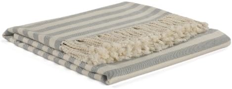 Nine Space Viscose from Bamboo Striped Throw Blanket, Steel Blue, 50" x 70"