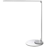 TaoTronics Aluminum Alloy Dimmable LED Desk Lamp with USB Charging Port, Table Lamp for Office Lighting, 3 Color Modes & 6 Brightness Levels, Silver, Philips Enabled Licensing Program