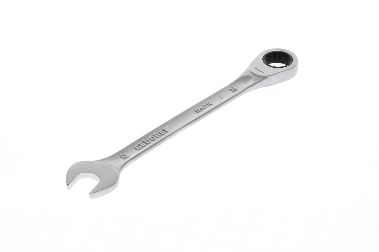 GEDORE Open-ended spanner with ring ratchet, AF 22 mm, Flat, Bi-hex, UD profile, Spanner, 7 R 22