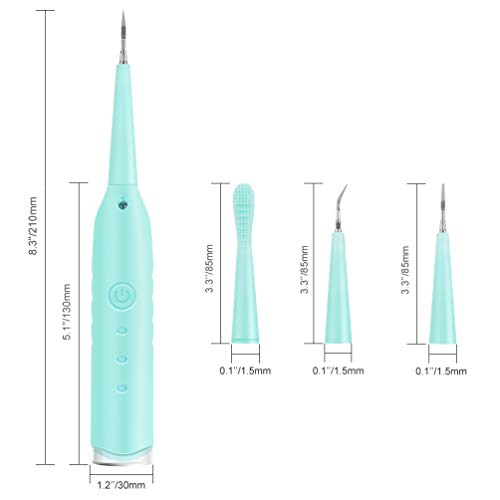 PRETTY SEE Electric Dental Calculus Remover Household Tartar Removal Tool Scraper Toothbrush Teeth Cleaning Tools with 3 Replaceable Cleaning Heads, Blue - Thumbnail 7