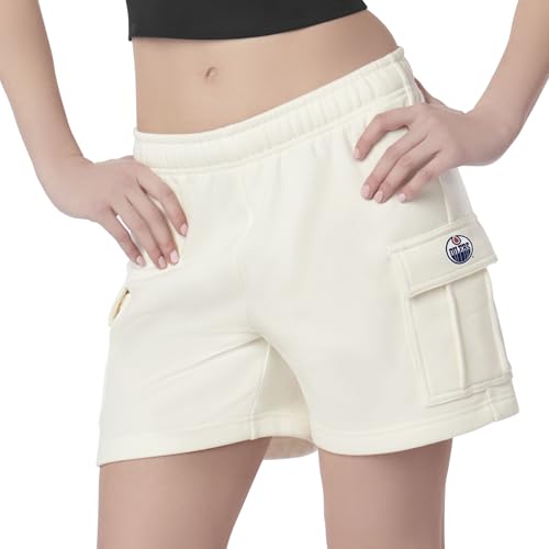 NHL Edmonton Oilers Cargo Fleece Shorts for Girls Women, Comfy Lightweight Shor…