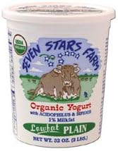 Seven Stars Farm Low Fat Organic Plain Yogurt, 32 Ounce - 6 per case.