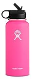 Hydro Flask 32 oz Double Wall Vacuum Insulated Stainless Steel Sports Water Bottle, Wide Mouth with BPA Free Straw Lid, Flamingo