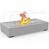Regal Flame Utopia Ventless Indoor Outdoor Fire Pit Tabletop Portable Fire Bowl Pot Bio Ethanol Fireplace in Gray - Realistic Clean Burning Like Gel Fireplaces, or Propane Firepits
