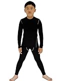 Boys Athletic Base Layer Set Fleece Lined Compression Shirts & Pants Thermal Long Johns