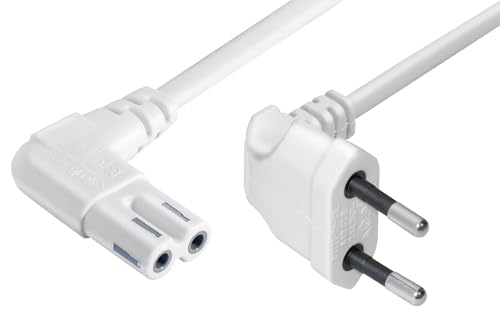 MaxTrack Câble de raccordement d'alimentation Peu encombrant - N8-1WL - Fiche européenne coudée vers Double rainure - pour Consoles de Jeux comme PS5 et Xbox - Câble d'alimentation pour téléviseur