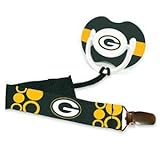 NFL Football Team Logo Baby Infant Pacifier with Clip Set - Pick Team! (Green Bay Packers)