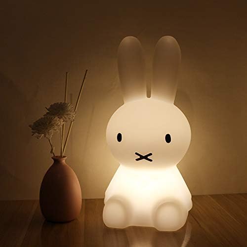PULUSI Miffy Rabbit Nursery Night Light for Children, Adjustable Brightness Warm LED Light for Kids,Bedroom Lamp with USB Charging,Best Christmas Birthday Gift for Girls (Button Style)