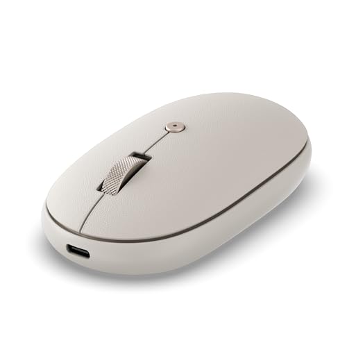 SATECHI OntheGo™ Wireless Mouse, USB-C Recharge, Bluetooth Up to 3 Devices, Adjustable DPI, Elegant Ergonomic Mouse for MacBook, Laptop, iPad and More - Beige