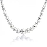Bling Jewelry Sterling Silver Graduated Bead Ball Necklace