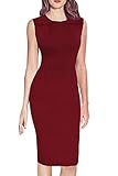 REPHYLLIS Women Neckline Ruched Working Casual Cocktail Prom Party Pencil Dress