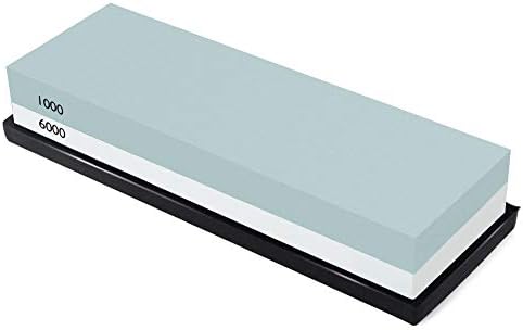 Knife Sharpening Stone Combination Dual Sided Grit With Base for Sharpening and Polishing Tool with Non Slip Base for Kitchen Knives, Hunting Knives, Pocket Knives and Tool Blades (1000/6000)